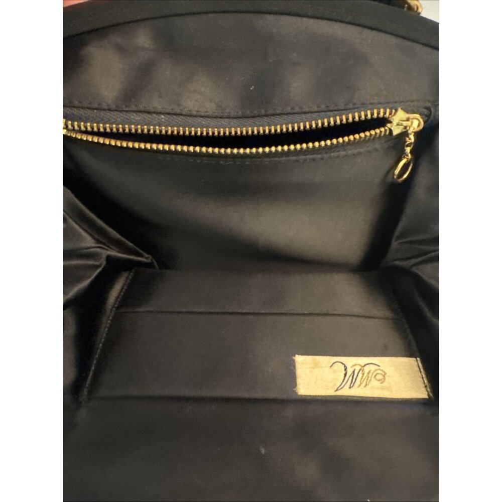 Vintage MM Morris Moskowitz Faille Satin Black Evening Purse/ Handbag 9x6x3” EUC - Picture 7 of 7